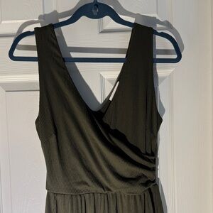 Dark Olive Sleeveless Jumpsuit